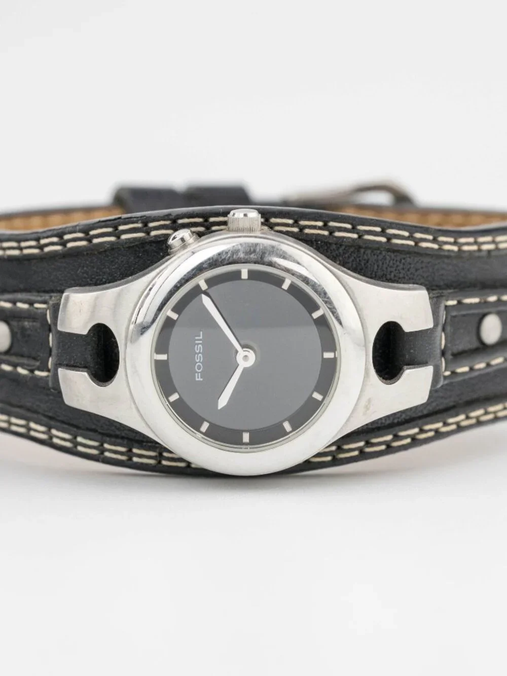 Fossil Leather Double Wrap Minimalist Quartz Analog Women's Watch New Battery
